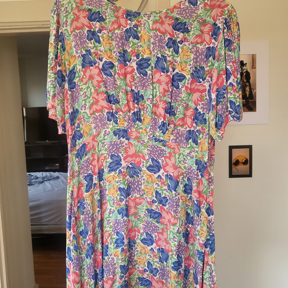 Faithfull the Brand Floral Long Sleeve Dress - Pink, Blue, Green
